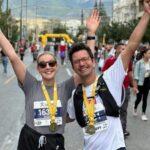 Sebatien Anguille en julie De Herdt na marathon Athene